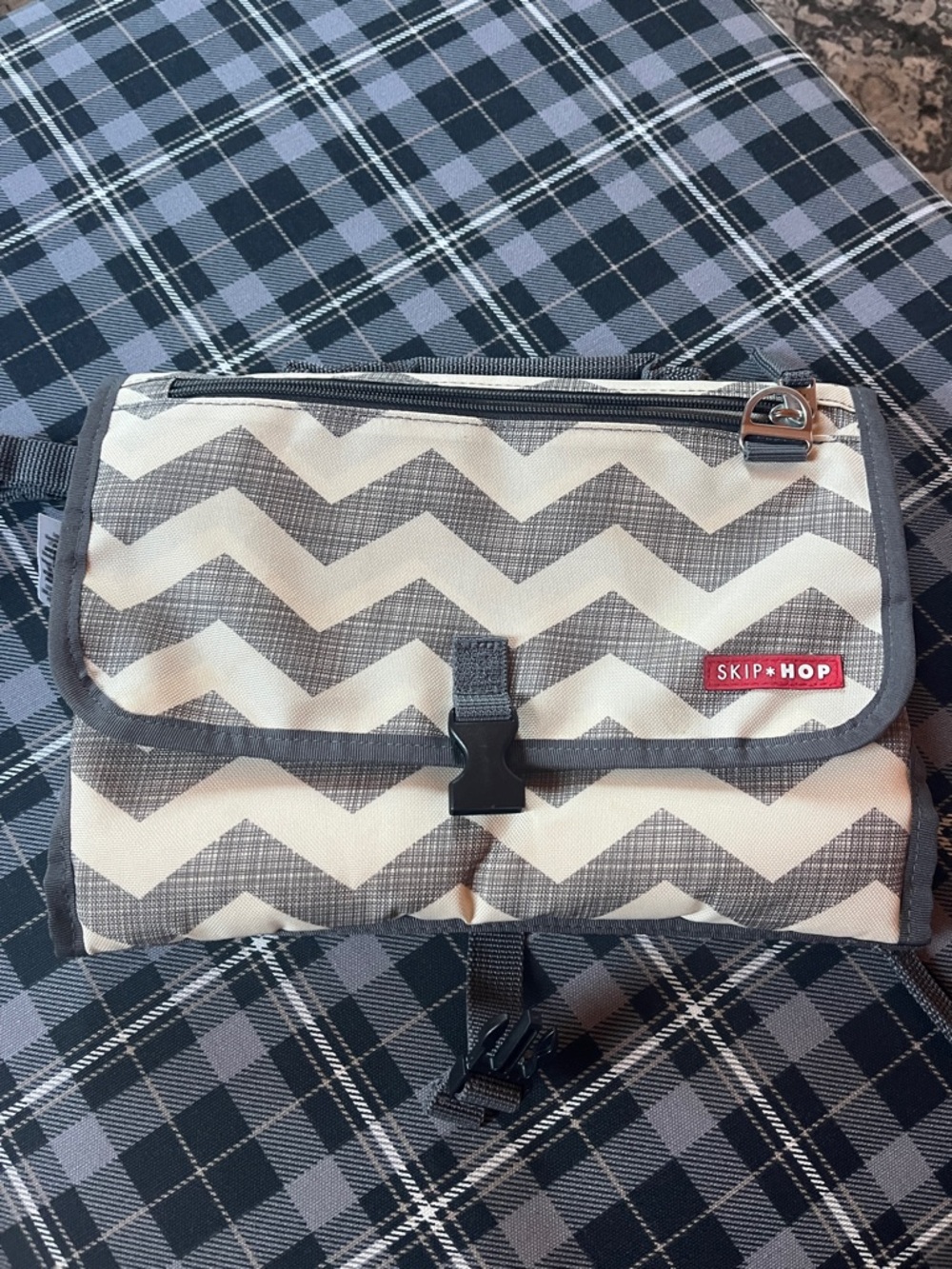 Skip Hop Gray & Cream Chevron Travel Changing Clutch
